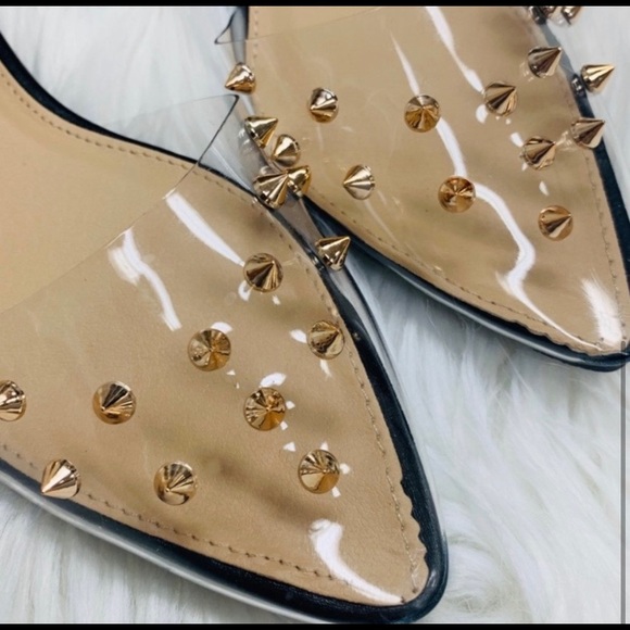 Black with gold stud clear sandals - Picture 4 of 4